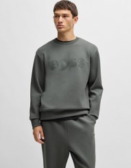 تصویر سویشرت کشی از جنس پنبه با لوگوی ساندویچی برند boss Stretch-cotton sweatshirt with sandwich logo