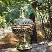 تصویر قندان کروم پایه بلند طرح زرین رز 