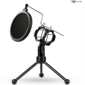 تصویر پایه میکروفون رومیزی یانمای مدل PS-3 به همراه پاپ فیلتر YANMAI PS-3 POP-FILTER SHOCKPROOF TRIPOD