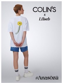 تصویر تی شرت سفید مردانه و زنانه UNISEX WHITE LILSEB شعار T SHIRT کولینز Colin’s 