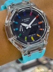 تصویر ساعت مچی جی شاک بند ابی اسمانی | J-Shock watch with sky blue strap 