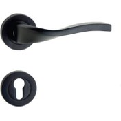 تصویر دستگیره درب دو تکه همراه با قفل مشکی 