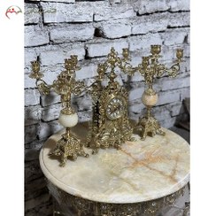 تصویر ست ساعت و شمعدان برنزی طرح کنت، طراحی کلاسیک مناسب دکوراسیون، فروش به قیمت تولیدی 