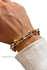 تصویر دستبند برند فشن مدل تیفانی ترکیبی دورنگ Fashion brand unisex bracelet, Tiffany model, combination of two colors