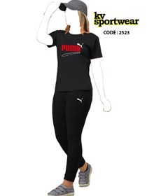 تصویر ست تیشرت شلوار نخ پنبه ورزشی زنانه PUMA کد 002 PUMA womens sports cotton t shirt pants set code 002