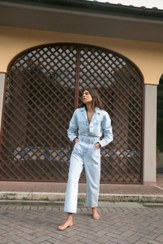 تصویر سرهمی جین آستین بلند DENIM JUMPSUIT 