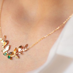 تصویر گردنبند دو برگ زیتون 