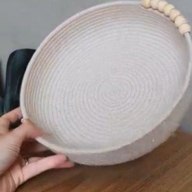 تصویر سبد نان مدل مهره چوبی - کرم 