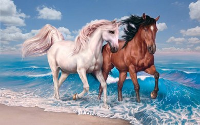 تصویر پازل ۲۰۰۰ تکه مدل اسب و دریا 