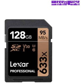 تصویر رم میکرو (کارت حافظه) SDXC لکسار مدل Lexar Professional 633x UHS-I U3 V30 ظرفیت 128 گیگابایت به همراه آداپتور SD 