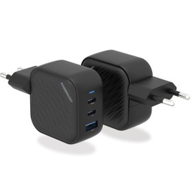 تصویر شارژر دیواری پاورولوژی مدل PWCUQC019 Powerology 65W 1*QC 36W USB-A and 2*USB-C Ports GaN PD Wall Charger EU - Black