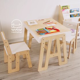 تصویر میز و صندلی چوبی کودک دوستی 