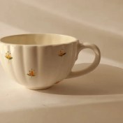 تصویر فنجان طرح گل دار زرد 