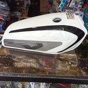 تصویر باک موتور سیکلت رنگ سفید کاستوم مشکی برند تیزرو اصل با قاب بغل سنگین ورقه 80 میلی متر 