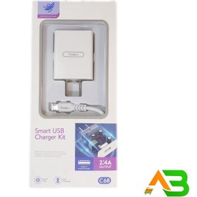 تصویر آداپتور 16 وات برند تونک همراه با کابل میکرو 2.4 آمپر مدل C68 Tonek Charging Adapter 16W 2.4A Model C68 With Micro USB Cable