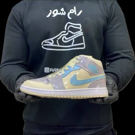 تصویر کتونی نایک جردن 1 مدل Air jordan 1 mid grey chess 