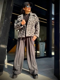 تصویر کت باکسی تدی پشمی - کرم 