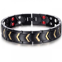 تصویر دستبند مغناطیسی تراپی چهار سنگ Rainso اورجینال Magnetic bracelet