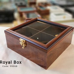 تصویر جعبه تی بگ(تی باکس)چوبی 4خانه مربع قهوه ای 210009 Royal Box 