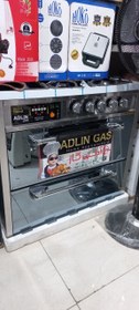 تصویر اجاق گاز ۵ شعله طرح فر آدلین رویه استیل adlin gaz