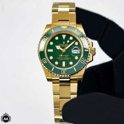 تصویر ساعت مچی رولکس ست ساب مارینر اتومات طلایی صفحه سبز ROLEX SUBMARINER GOLD 14523 