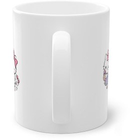 تصویر ماگ طرح هلو کیتی با گل 