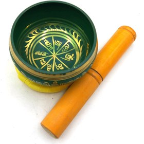 تصویر کاسه تبتی سبز قطر 10cm 