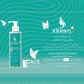 تصویر فیس واش رسی ژینووا مناسب پوست مستعد آکنه حجم 200 میلی لیتر Xinova Acne Fighting Face Wash 200ml