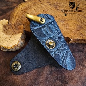 تصویر جاکلیدی پیچی چرم طبیعی گاوی رنگ طوسی 