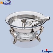 تصویر سوفله سالادخوری یونیک مدل UN3618 نگین دار نقره ای با انبر 