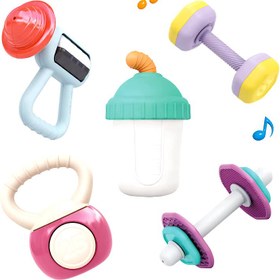 تصویر ست جغجغه و دندان‌گیر هولا ۵ عددی ورزشی 