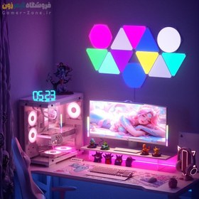 تصویر پنل روشنایی دیواری هوشمند مدل Ultra Thin Mixed Hexagon Triangle RGBIC 