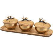 تصویر ست قندان سه تایی به همراه سینی گلدکیش مدل باترفلای کد GK829807 