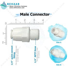 تصویر تبدیل یک چهارم رزوه به یک چهارم فیتینگی ا Male Connector Male Connector