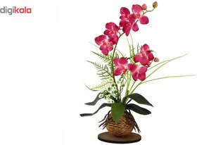 تصویر گلدان به همراه گل مصنوعی هومز طرح ارکیده مدل 32194 