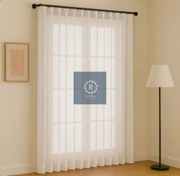 تصویر پرده اماده حریر بافت دار مینی مال سفید شیری - شاین دار 