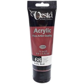 تصویر رنگ اکریلیک وستا کد ruby red 68 حجم 75 میل 