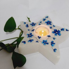 تصویر سنگ نمک های گالری نگین با طرح برجسته گل های آبی 