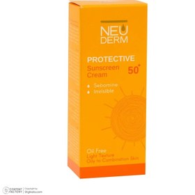 تصویر کرم ضد آفتاب بدون رنگ نئودرم SPF 50 مدل PROTECTIVE ‌مناسب پوست‌های چرب و مختلط حجم 50 میلی‌لیتر Neuderm highly protective sunscreen cream