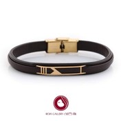 تصویر دستبند چرم و طلا مردانه - کد LB-78652- 78654 