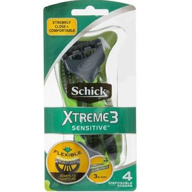 تصویر خودتراش مردانه شیک Schick Extreme 3 Sensitiv سه تیغ 4 عددی 