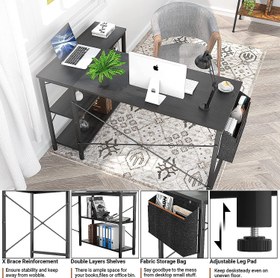 تصویر میز گیمینگ L شکل کوچک صورتی 