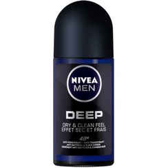 تصویر مام رول دئودورانت مردانه نیوا دیپ (مشکی) حجم 50 میل Nivea Men Deep Dry and clean feel Roll On Deodurant 50 ml