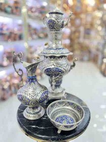 تصویر ست سماور قلمزنی و نقاشی تذهیب3لیتری 