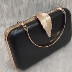 تصویر کیف مجلسی زنانه شاین دار برگی - مشکی 