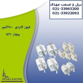 تصویر فیوز کاردی پایه بلند 250 آمپر پیچازالکتریک سایز NT1 KNIFE FUSE 250A_660V_50KA_NT1 PICHAZ ELECTRIC