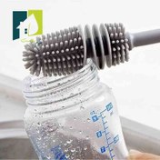 تصویر برس شیشه شوی مدل سیلیکونی 360 درجه دسته بلند Long Handle Silicone Brush, 360 Degree Rotating Bottle/Cup/Glass Cleaning Brush