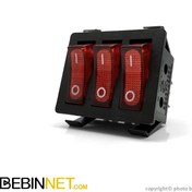 تصویر کلید راکر چراغدار سه پل مناسب بخاری برقی 