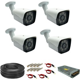 تصویر پک دوربین مداربسته 4 کانال 5 مگاپیکسل AHD دید در شب رنگی کد 1495 CCTV AHD Package 4ch 5mp WarmLight 1495