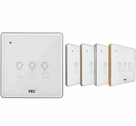 تصویر کلید کولر آبی هوشمند لمسی پنل کریستالی سفید FEC کد SW-03-AC 